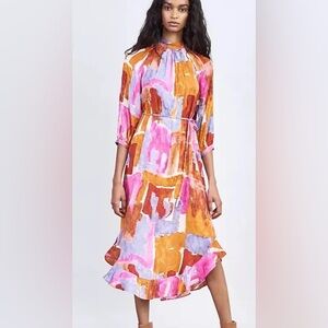 Maeve Pink and Orange Long Sleeve Dress